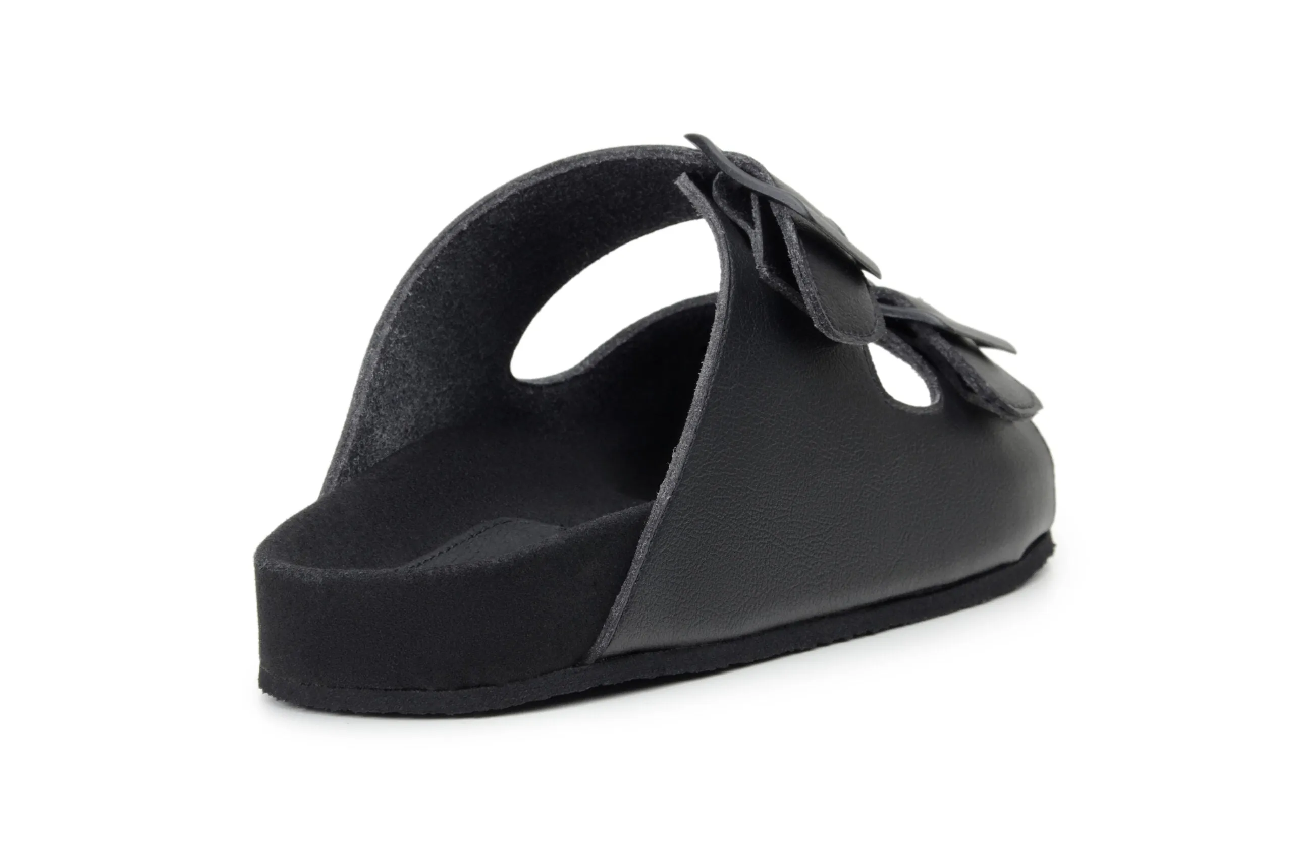 Truda Unisex Vegan-Leder Sandalen mit zwei Riemen | Schwarz