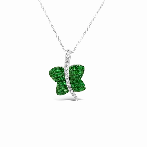 Tsavorite &amp; Diamond Dragonfly Pendant