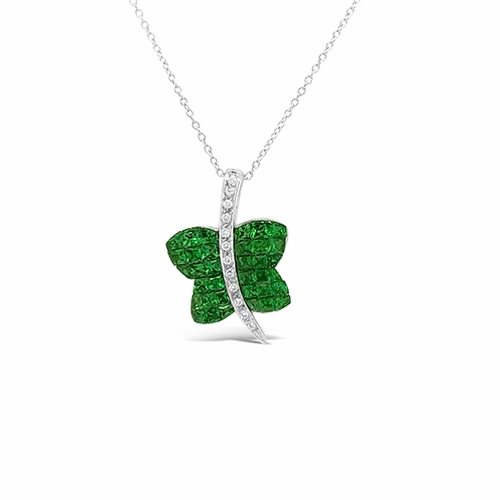 Tsavorite &amp; Diamond Dragonfly Pendant