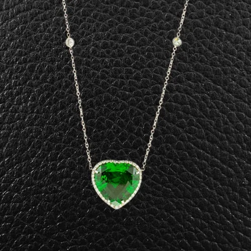 Tsavorite &amp; Diamond Heart Pendant