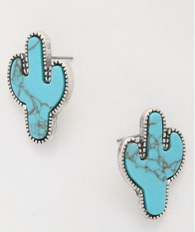 Turquiose Sydney Cactus Earrings texture-rose-gold  