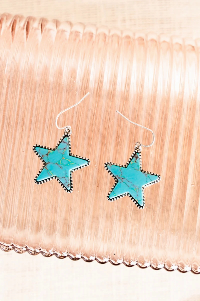 Turquoise Addyston Star Earrings texture-rose-gold  