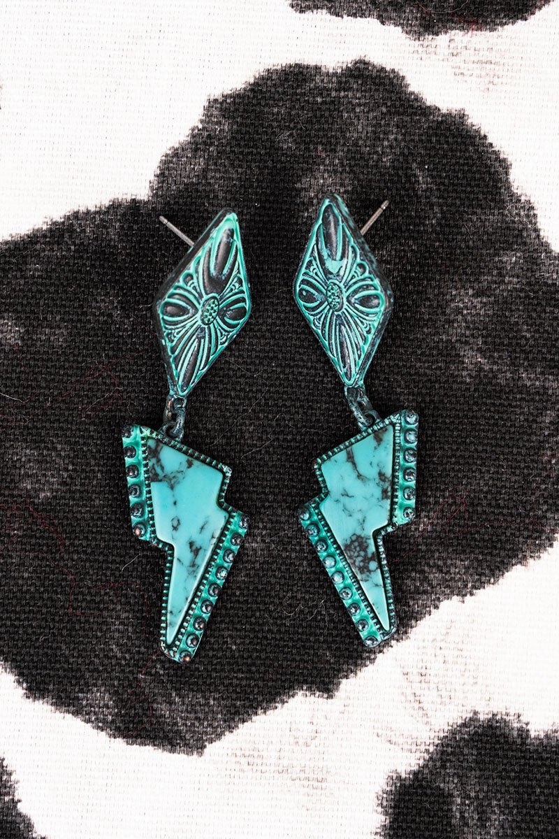 Turquoise Bolted Patina Earrings texture-rose-gold  