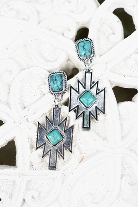 Turquoise Casa Grande Silvertone Earrings texture-rose-gold  