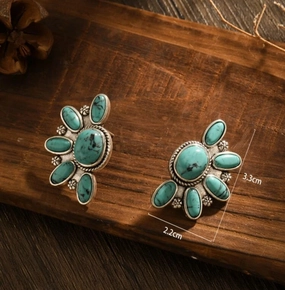 Turquoise Cluster Earrings texture-rose-gold  