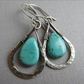 Turquoise Drop Earrings texture-rose-gold  