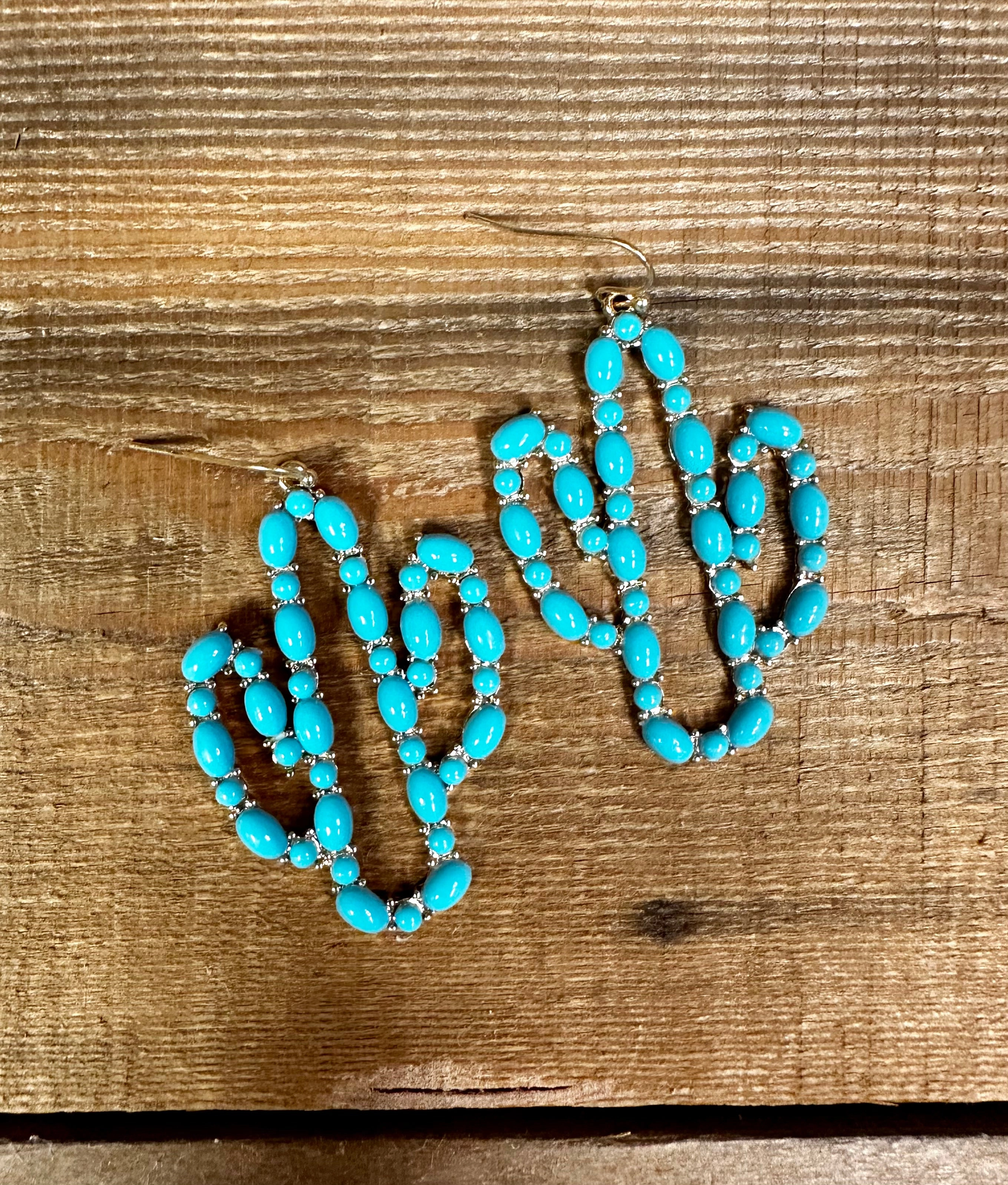 Turquoise Evansville Cactus Earrings texture-rose-gold  