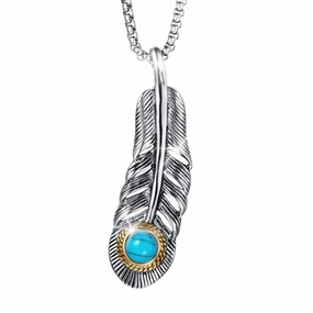 Turquoise Feather Pendant 