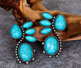 Turquoise Flower Earrings texture-rose-gold  