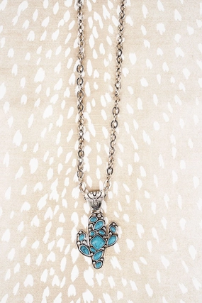 Turquoise Glendale Cactus Necklace texture-rose-gold  