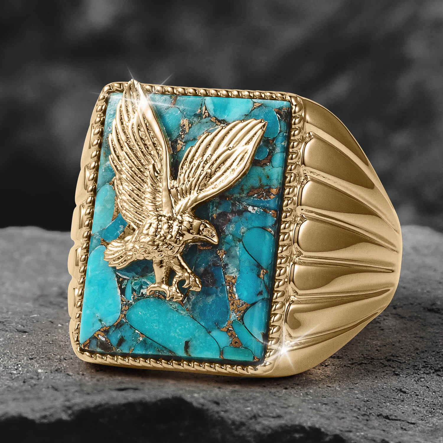 Turquoise Golden Eagle Ring