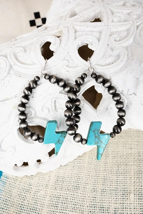 Turquoise Lightning Valley Silver Teardrop Earrings texture-rose-gold  