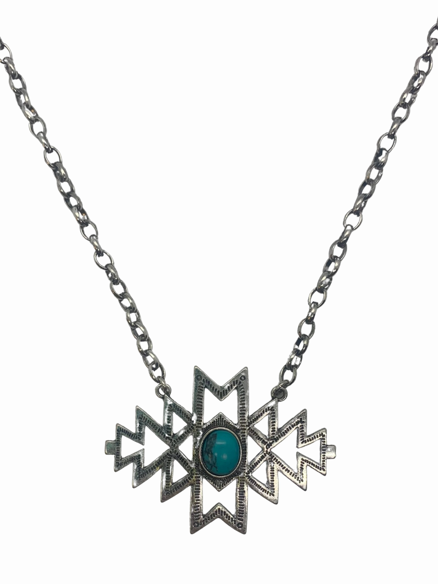 Turquoise Los Altos Silvertone Necklace texture-rose-gold  