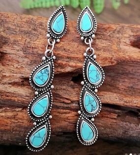 Turquoise Teardrop Earrings texture-rose-gold  