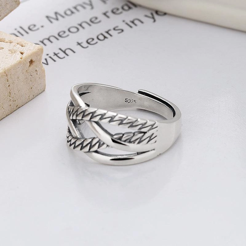 Twist Shape Line Cross Ring Trend Sweet Cool Wind Forefinger
