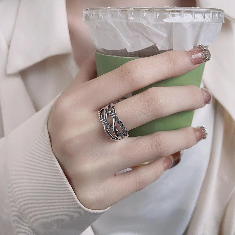Twist Shape Line Cross Ring Trend Sweet Cool Wind Forefinger 