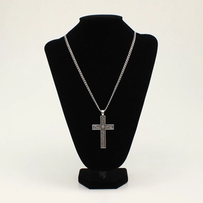 Twister Aqua Stone Cross Necklace texture-rose-gold  