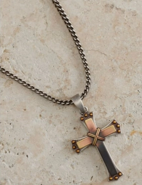 Twister Cross Pendant Necklace texture-rose-gold  