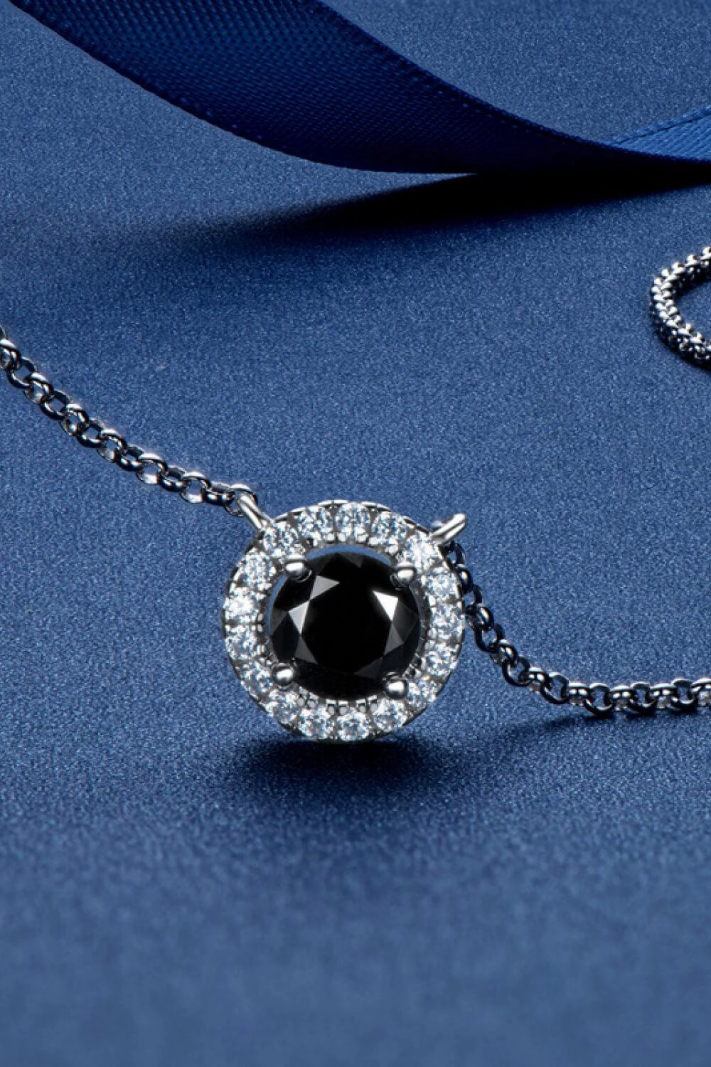 Two-Tone 1 Carat Moissanite Round Pendant Necklace 