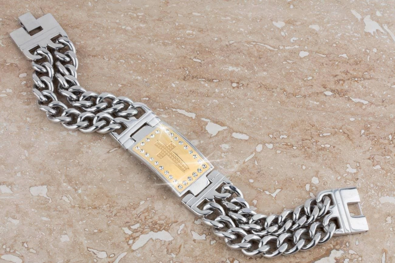 Two-Tone Cross Bracelet