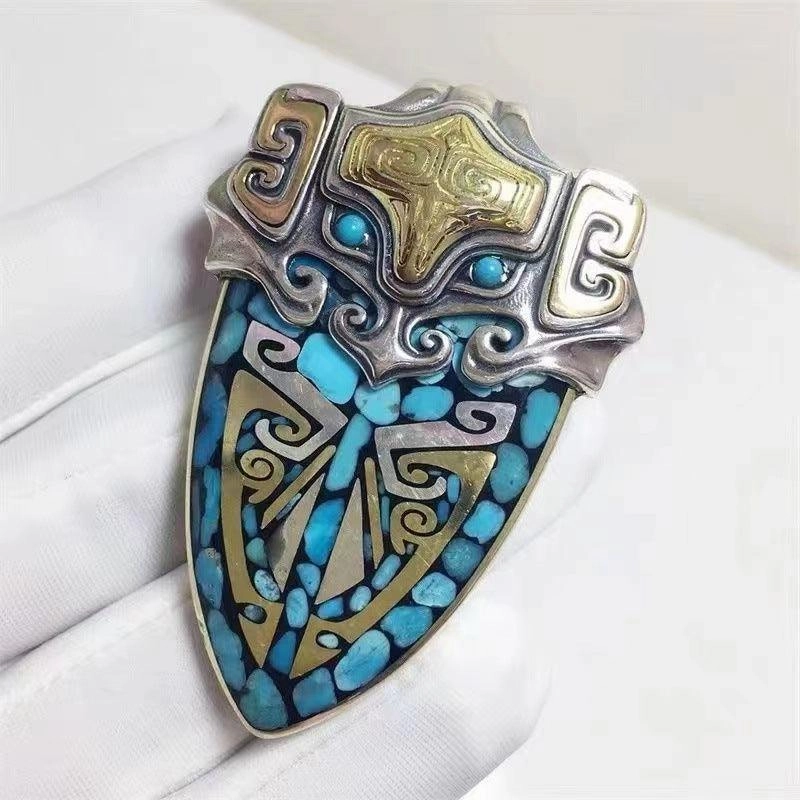 Ulan Flower Tao Tie Shield Necklace Pendant 