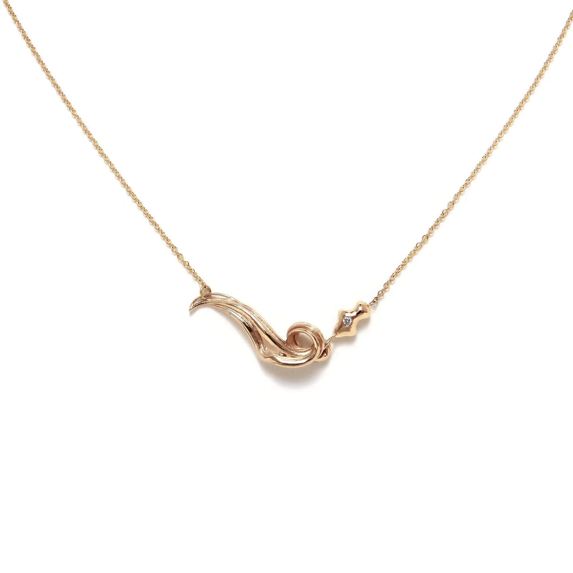 Unda 14K Gold Necklace w. Diamond