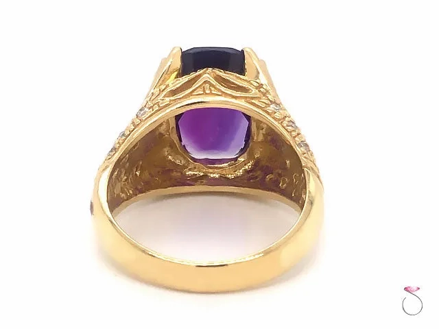 Unique Designer Amethyst &amp; Diamond Ring, 5.00 Carat, 18K Yellow Gold