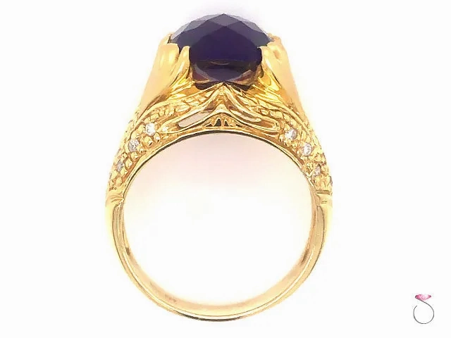 Unique Designer Amethyst &amp; Diamond Ring, 5.00 Carat, 18K Yellow Gold