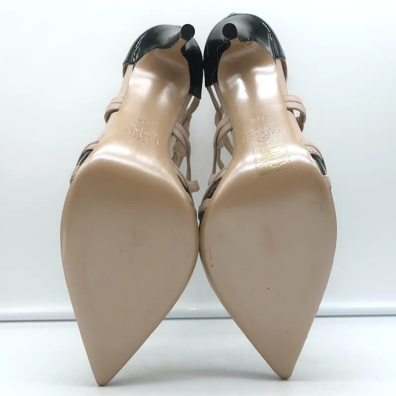 Valentino Cage Knöchelstiefel Schwarz Lackleder & Pulverleder Größe 39,5