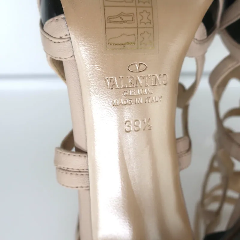 Valentino Cage Knöchelstiefel Schwarz Lackleder & Pulverleder Größe 39,5