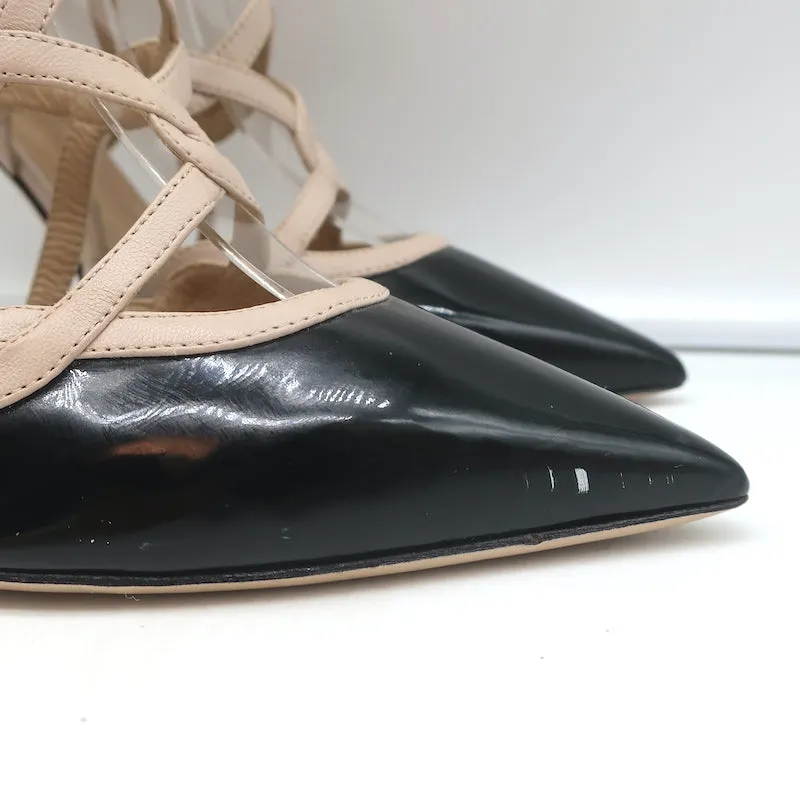Valentino Cage Knöchelstiefel Schwarz Lackleder & Pulverleder Größe 39,5