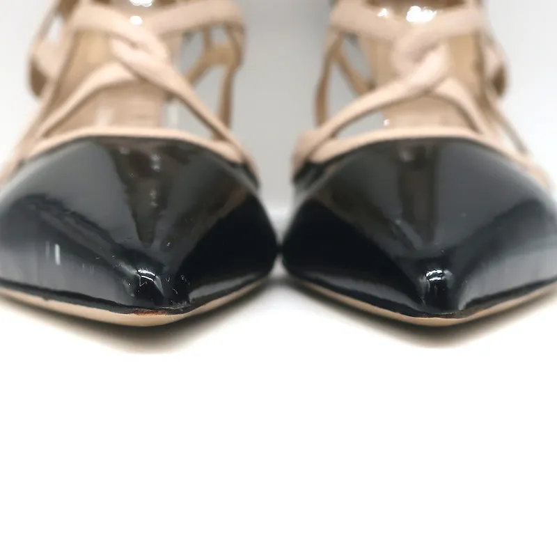 Valentino Cage Knöchelstiefel Schwarz Lackleder & Pulverleder Größe 39,5
