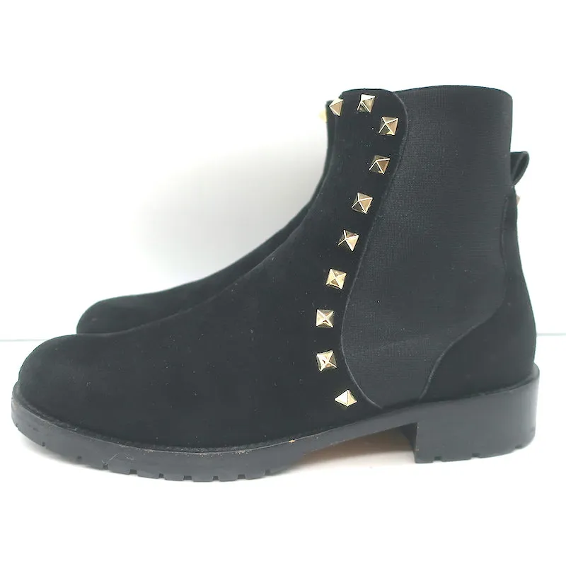 Valentino Rockstud Chelsea Stiefel Schwarz Wildleder Größe 38 Flache Knöchelstiefel