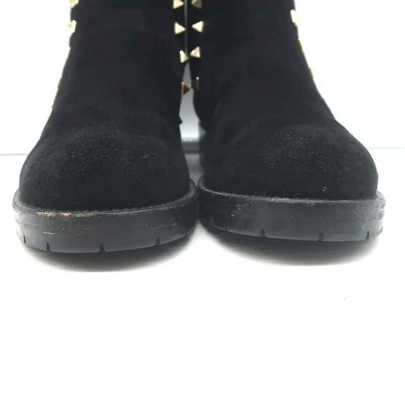 Valentino Rockstud Chelsea Stiefel Schwarz Wildleder Größe 38 Flache Knöchelstiefel