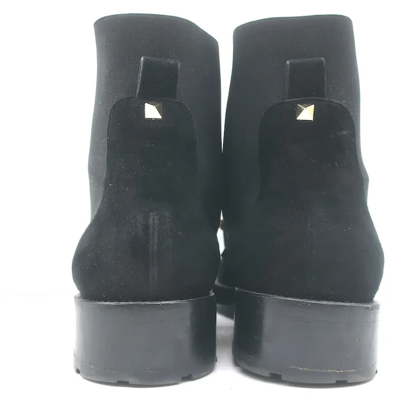 Valentino Rockstud Chelsea Stiefel Schwarz Wildleder Größe 38 Flache Knöchelstiefel