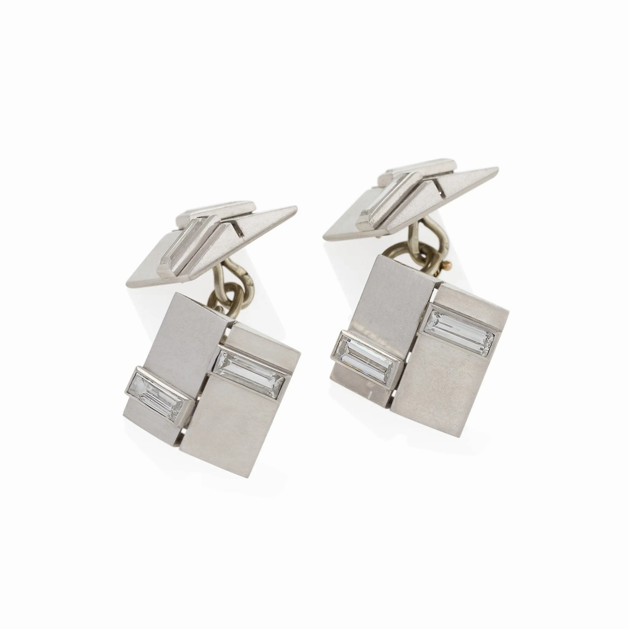 Van Cleef &amp; Arpels Diamond and Platinum Cuff Links