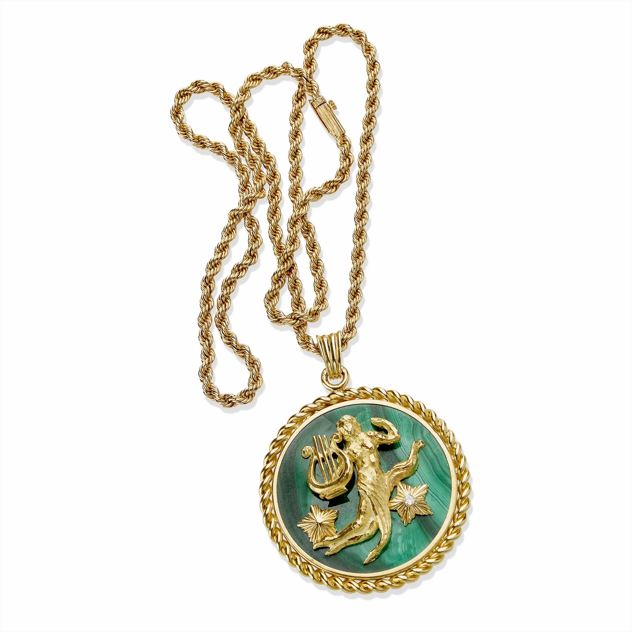 Van Cleef &amp; Arpels Malachite and Diamond Virgo Zodiac Pendant