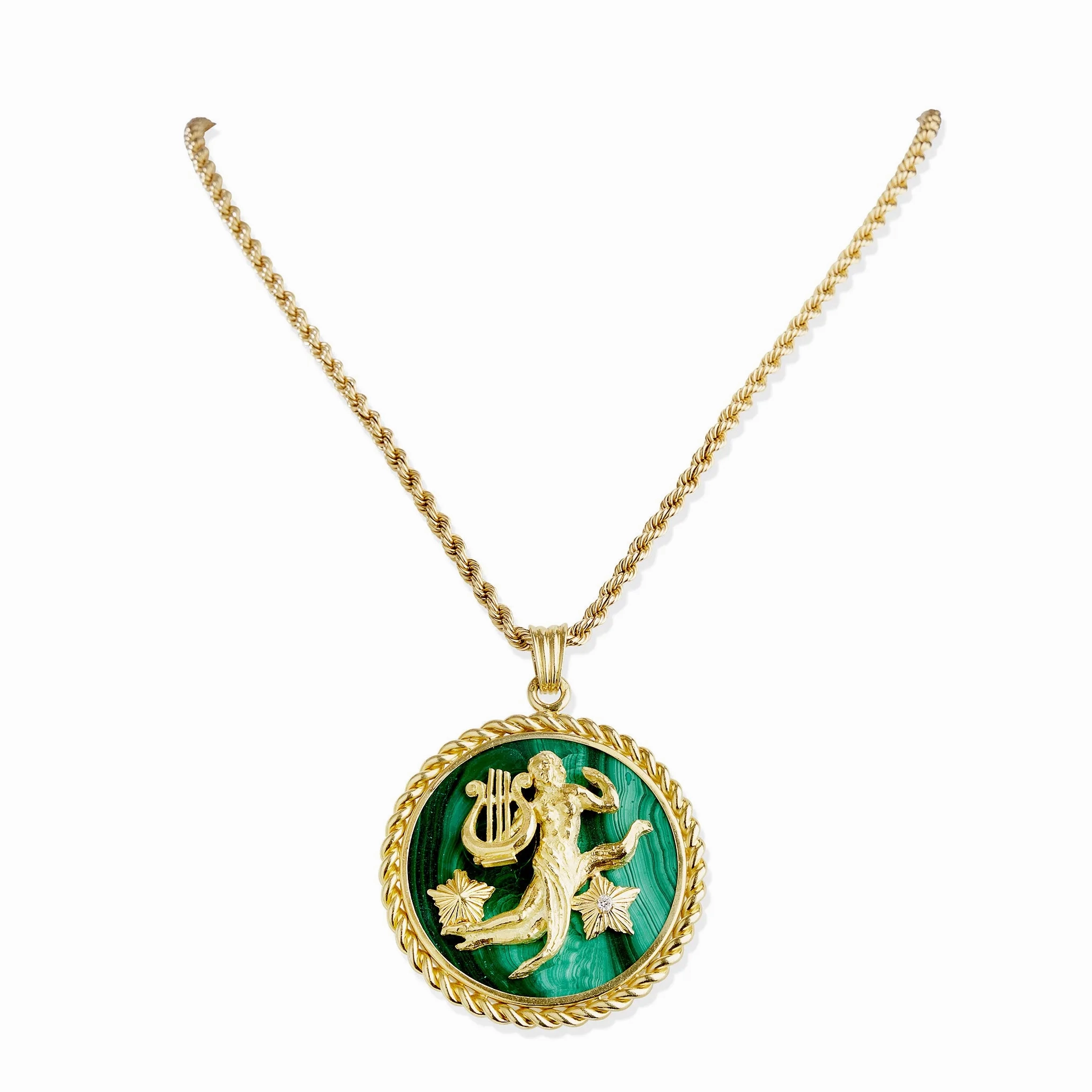 Van Cleef &amp; Arpels Malachite and Diamond Virgo Zodiac Pendant