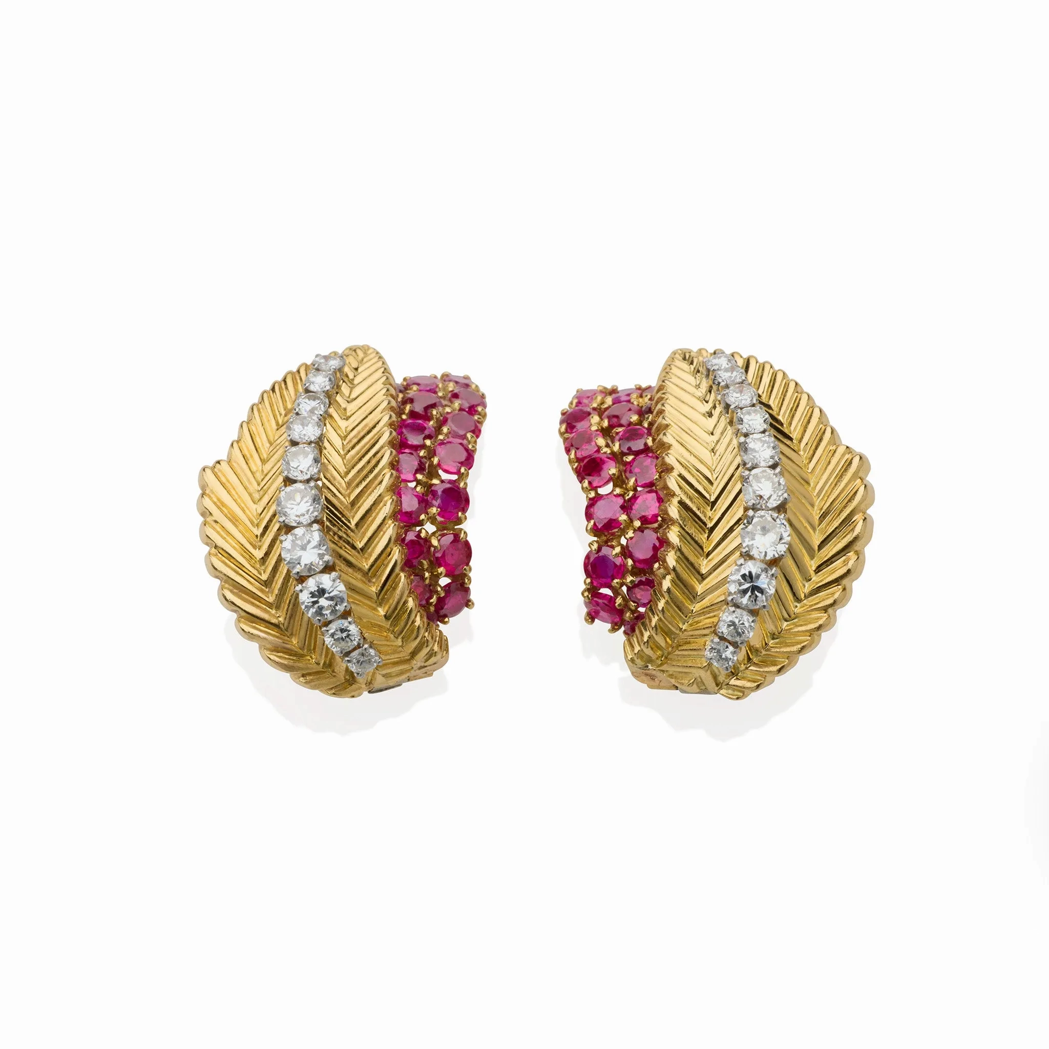 Van Cleef &amp; Arpels Paris Mid-century Ruby and Diamond Earrings
