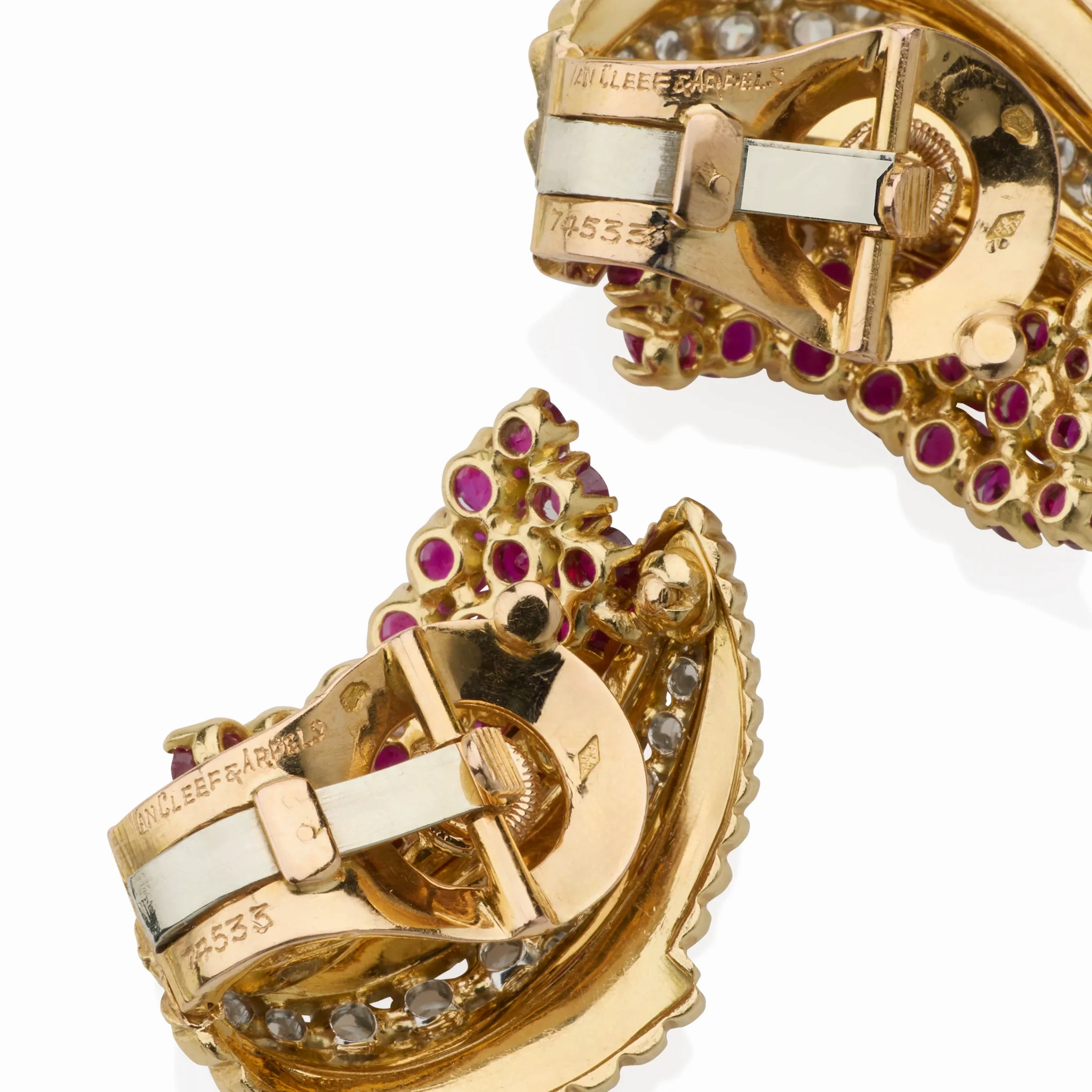 Van Cleef &amp; Arpels Paris Mid-century Ruby and Diamond Earrings