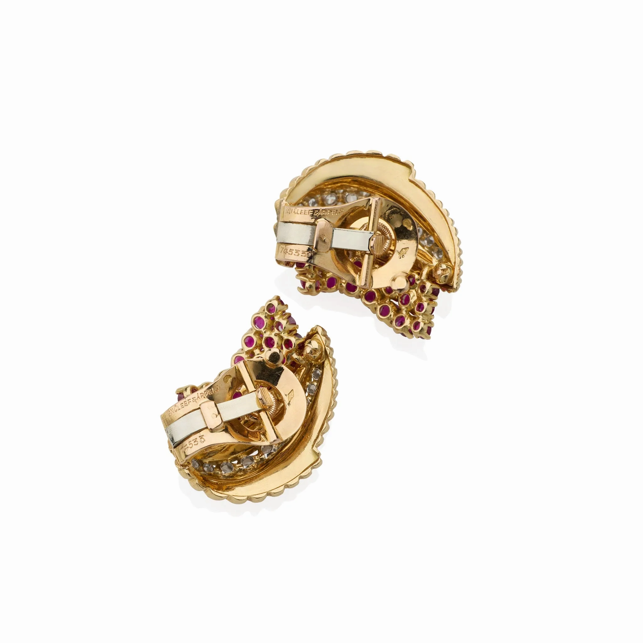 Van Cleef &amp; Arpels Paris Mid-century Ruby and Diamond Earrings