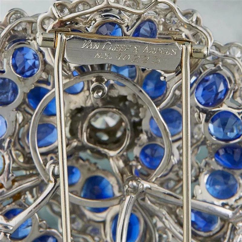 Van Cleef &amp; Arpels Sapphire and Diamond ??Camellia?? Brooch
