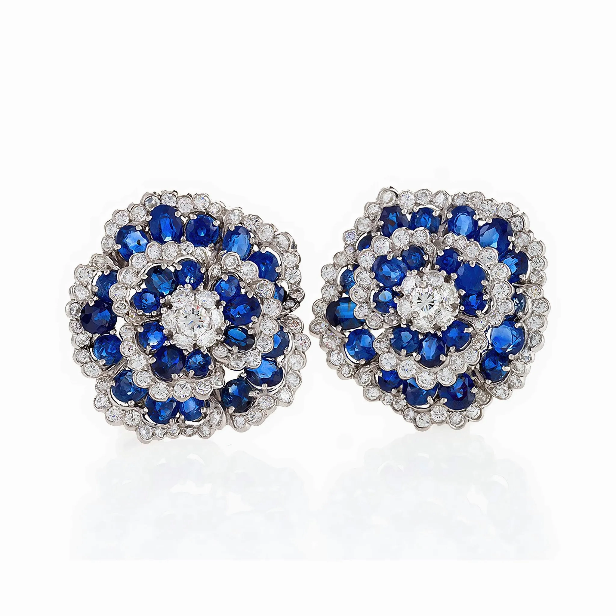 Van Cleef &amp; Arpels Sapphire and Diamond &quot;Camellia&quot; Earrings