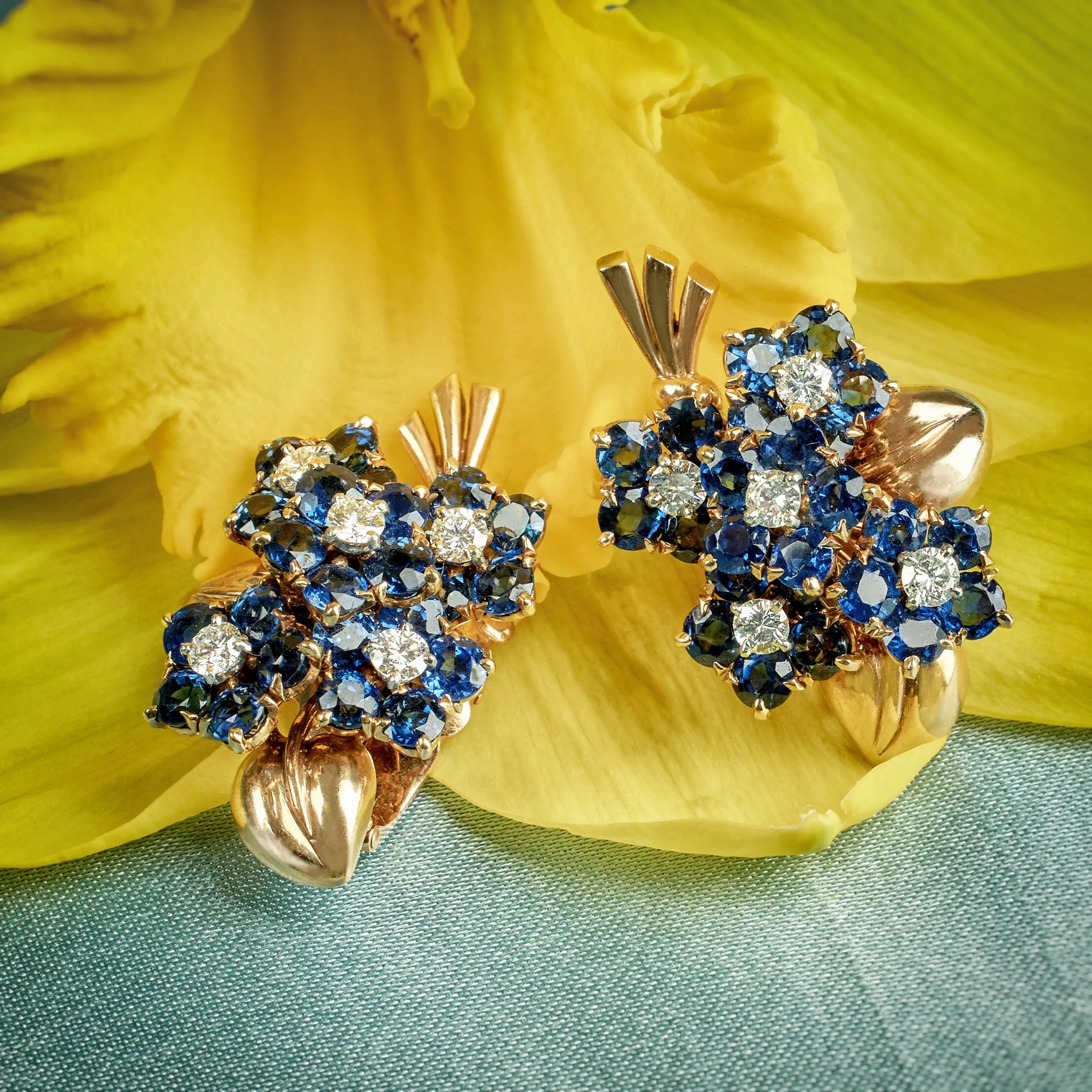 Van Cleef &amp; Arpels Sapphire and Diamond Bouquet Earrings