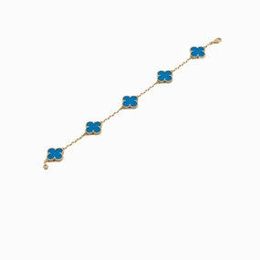 Van Cleef & Arpels Vintage Alhambra 5 Motifs Bracelet Blue Agate 2022 hand-chain-bracelet  