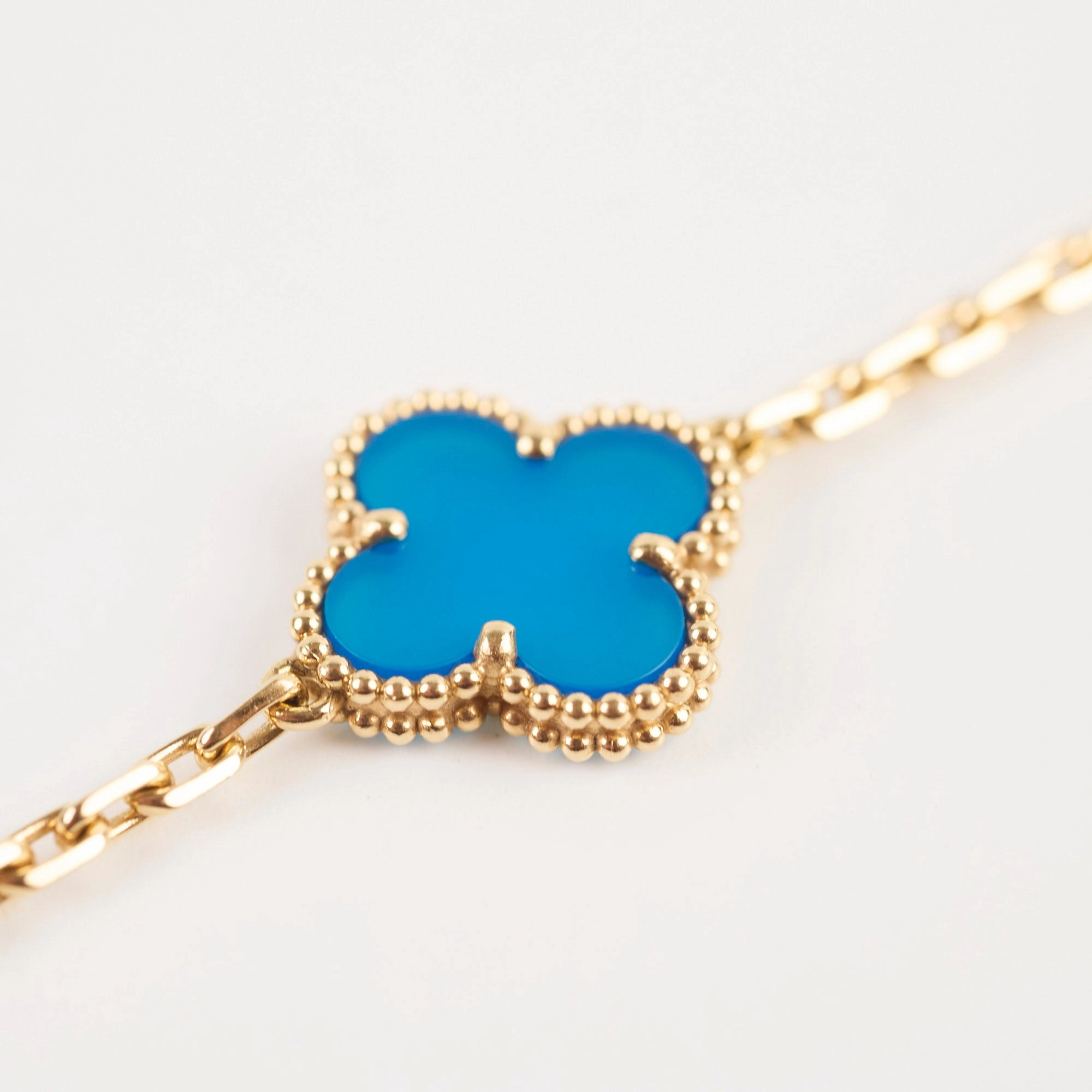 Van Cleef & Arpels Vintage Alhambra 5 Motifs Bracelet Blue Agate 2022