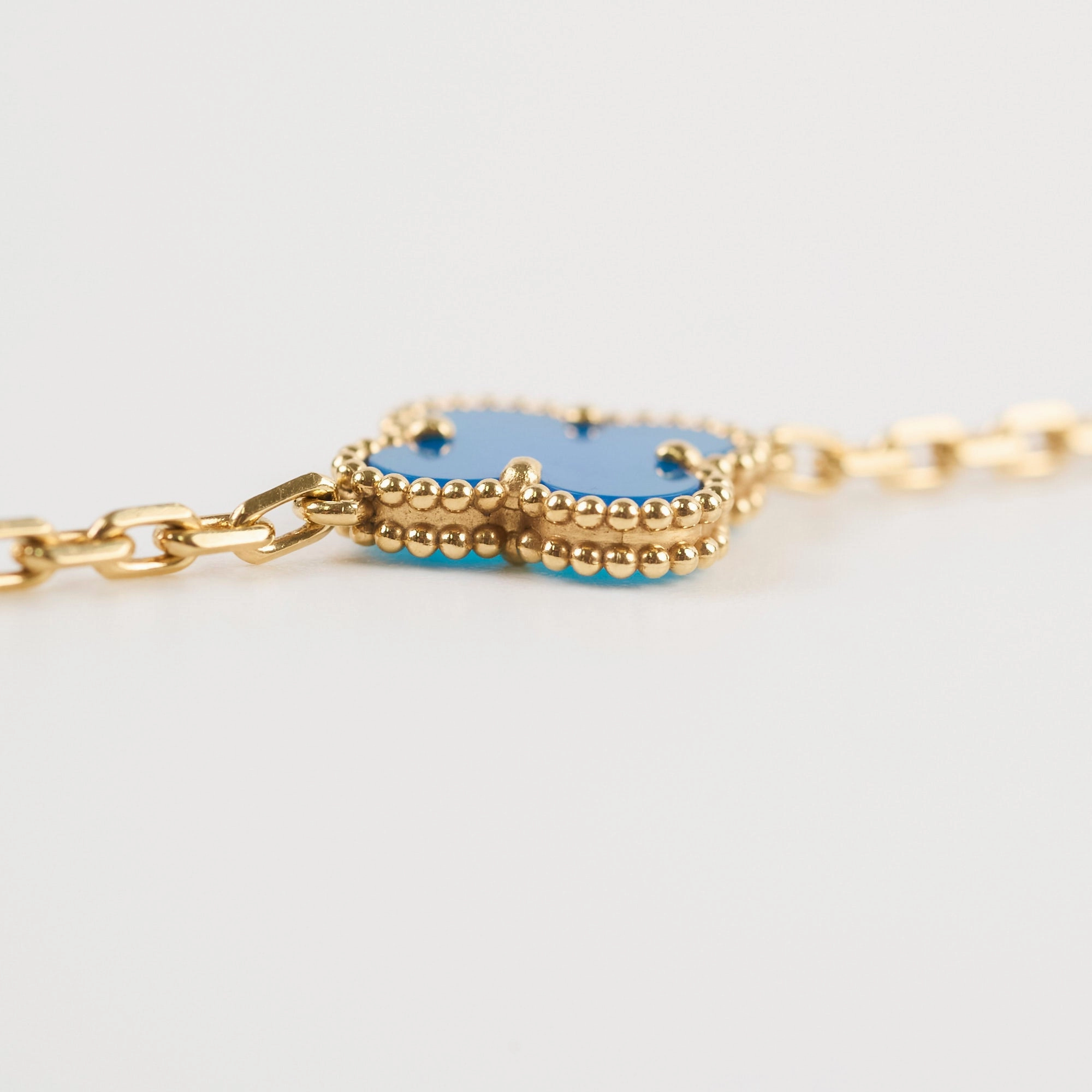 Van Cleef & Arpels Vintage Alhambra 5 Motifs Bracelet Blue Agate 2022