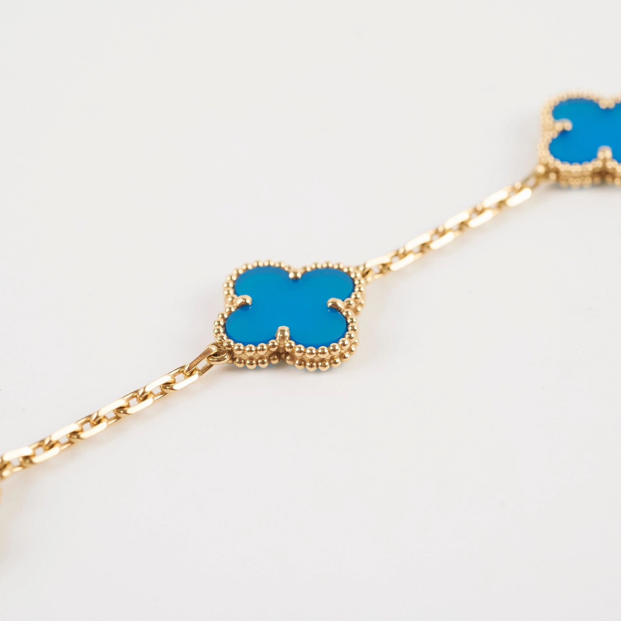 Van Cleef & Arpels Vintage Alhambra 5 Motifs Bracelet Blue Agate 2022