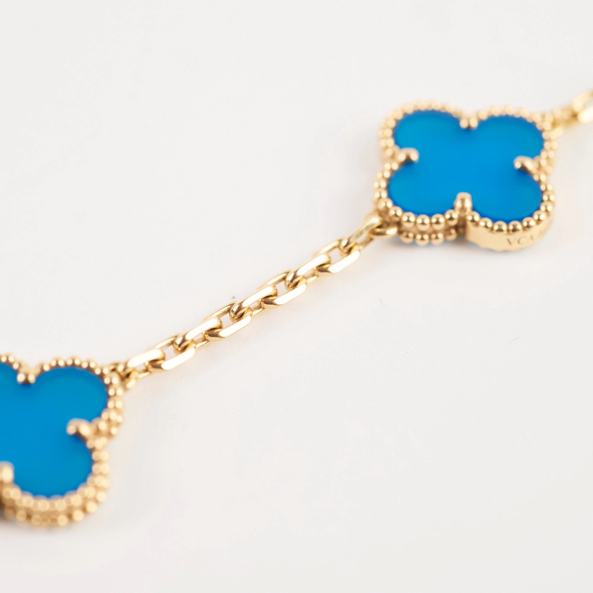 Van Cleef & Arpels Vintage Alhambra 5 Motifs Bracelet Blue Agate 2022