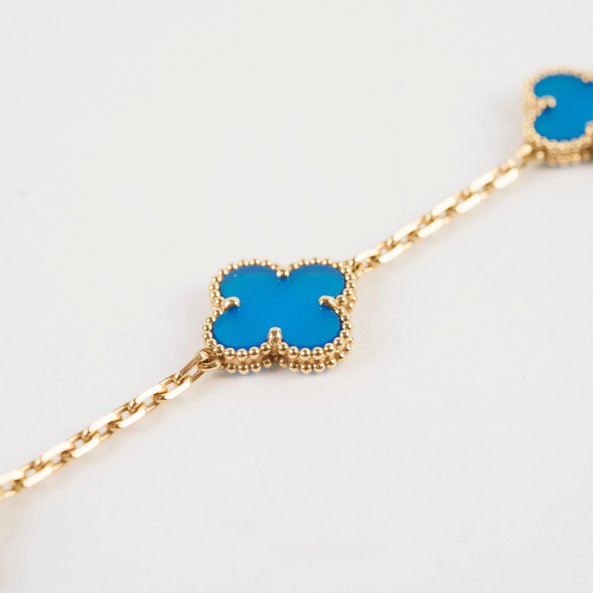 Van Cleef & Arpels Vintage Alhambra 5 Motifs Bracelet Blue Agate 2022